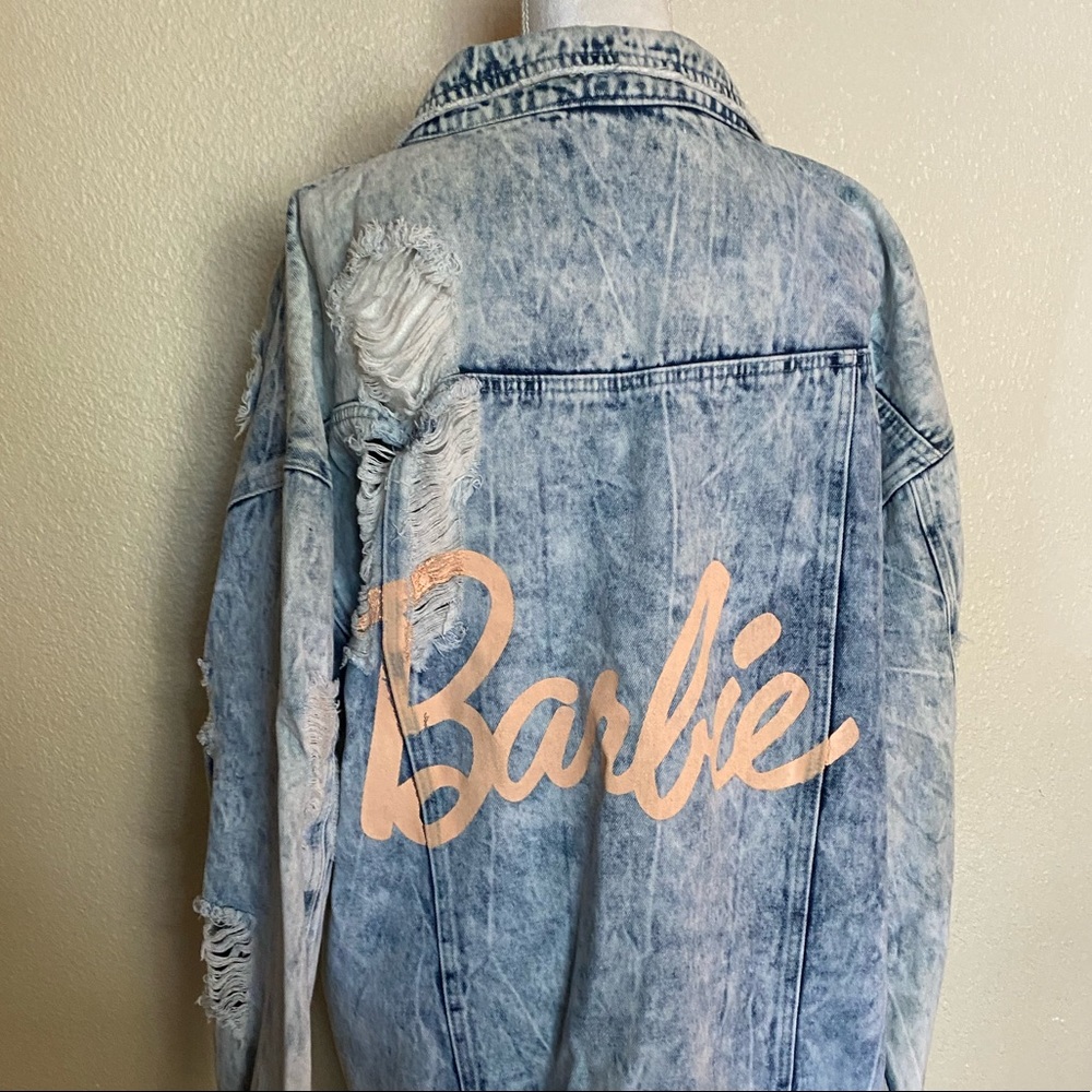 Missguided Barbie Oversized Acid Wash Denim Jacket - Picture 8 of 8
